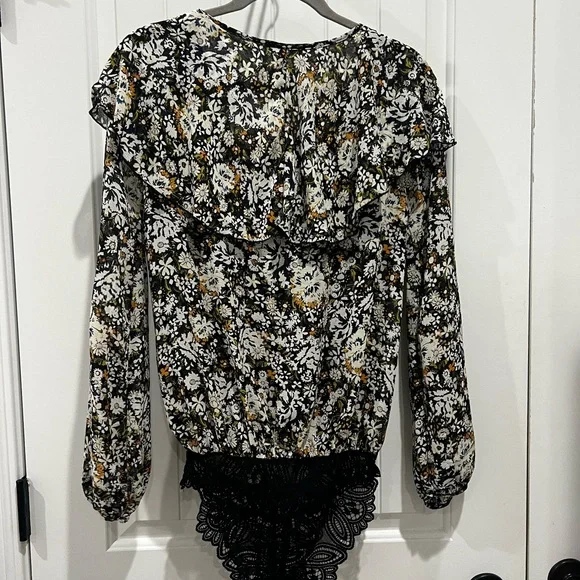 INTIMATELY FREE PEOPLE Say It To Me Bodysuit in Black Multi Floral // XS - Picture 9 of 9